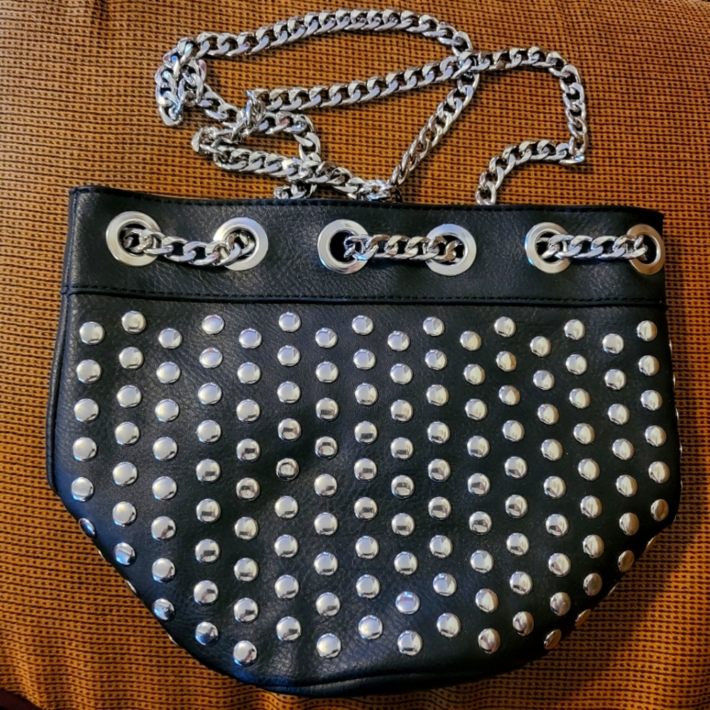 New! JustFab Women Black Stud Handbag Purse